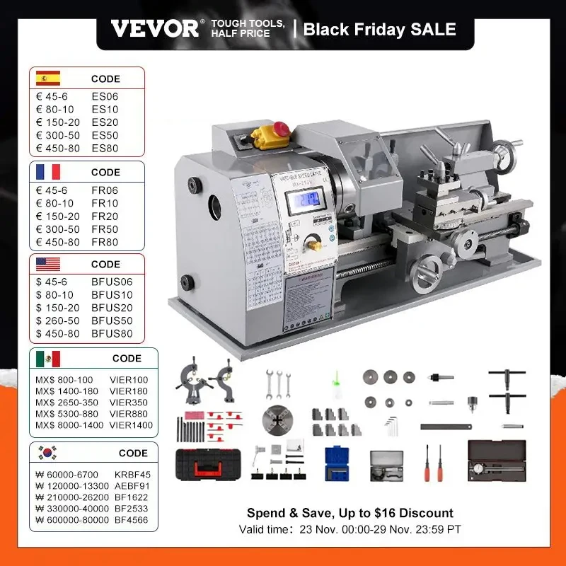VEVOR 750W metalni strug: Precizno tokarenje, bušenje i narezivanje navoja