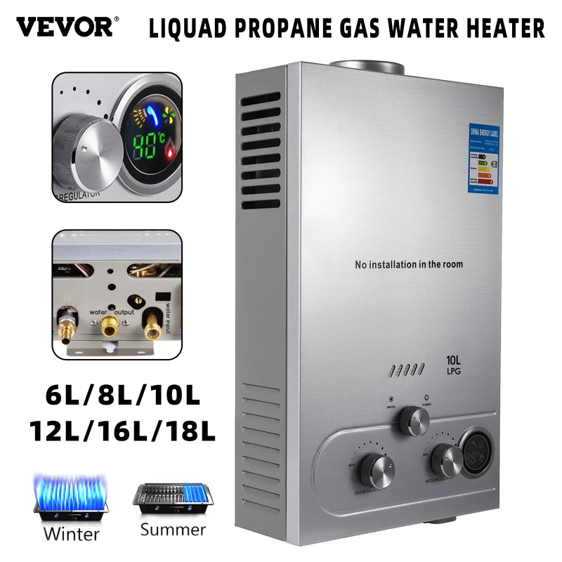 VEVOR grijač vode bez spremnika: Instant LPG bojler s LCD zaslonom