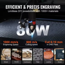 Mașină de gravat cu laser CO2 VEVOR 80W pentru tăieturi și gravare precise