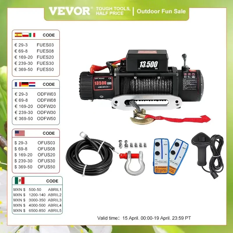 Elektrický navijak VEVOR - 13 500 LBS, výkonný 12V navijak