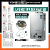 VEVOR LPG gāzes karstā ūdens sildītājs - lielas ietilpības katls bez tvertnes